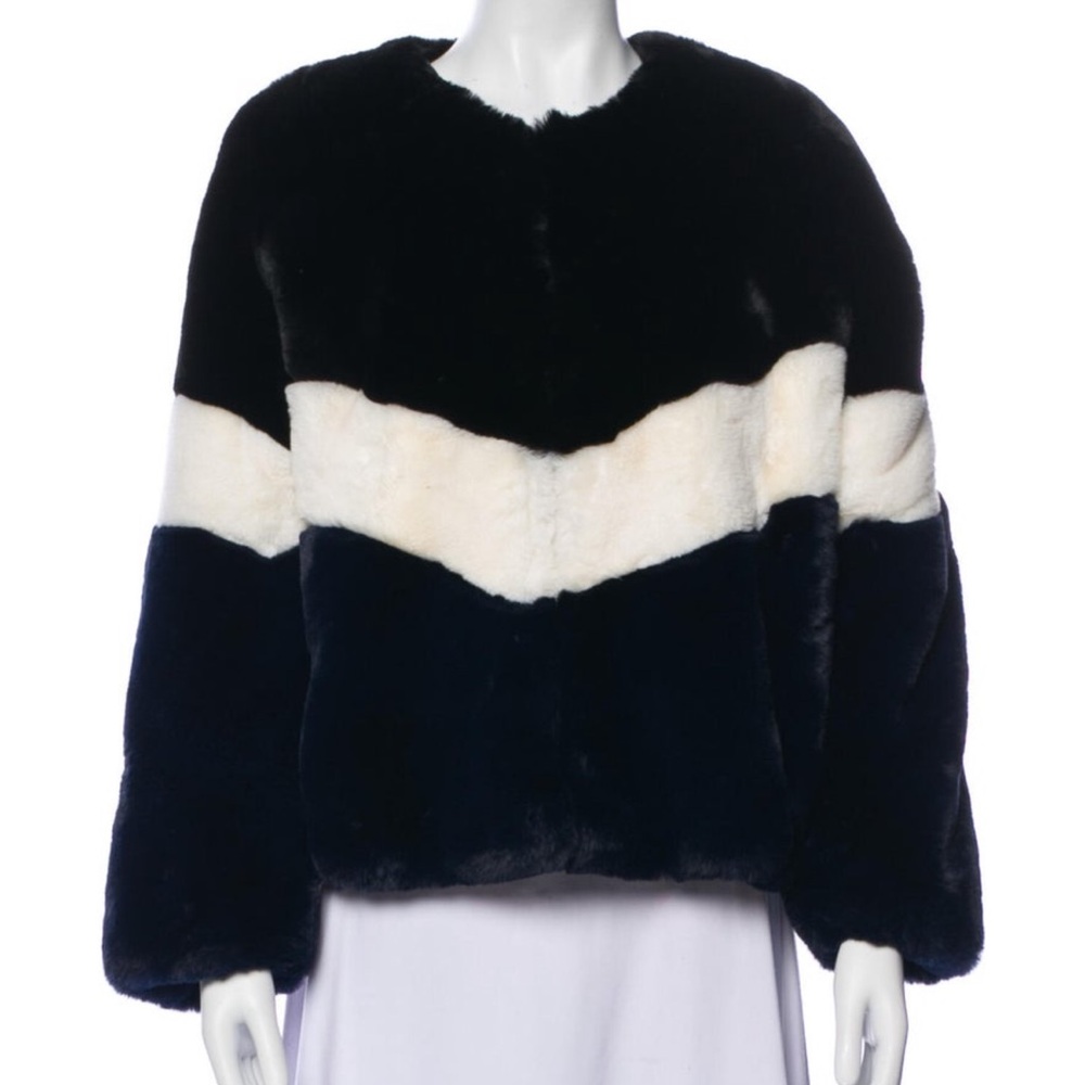 Apparis Striped Faux Fur Jacket